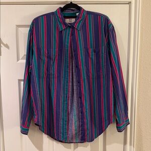 Vintage Retro Striped Button Down Shirt